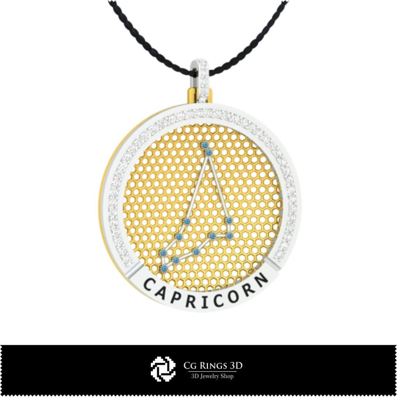 3D CAD Capricorn Zodiac Constellation Pendant Home, Bijoux 3D CAO, Pendentifs 3D CAO, Pendentifs du Zodiaque 3D