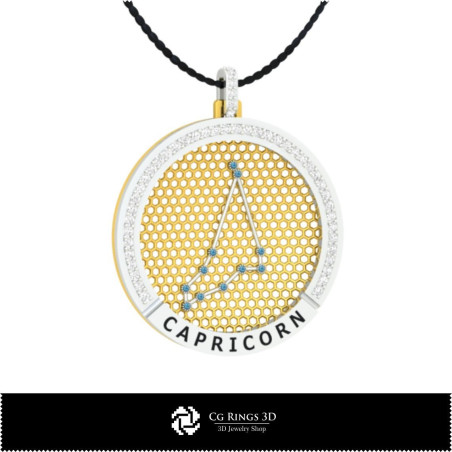 3D CAD Capricorn Zodiac Constellation Pendant