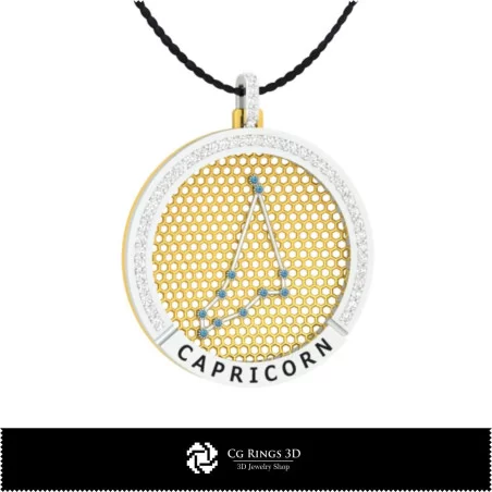 3D CAD Capricorn Zodiac Constellation Pendant Home, Bijuterii 3D , Pandative 3D CAD, Pandativ cu Zodii 3D