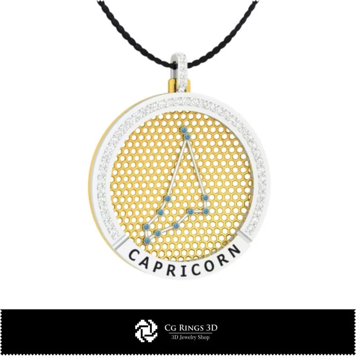 3D CAD Capricorn Zodiac Constellation Pendant