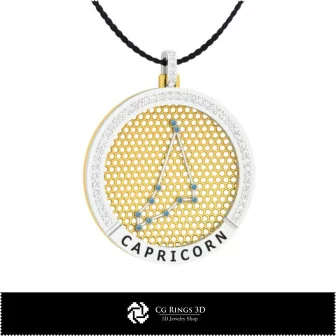 3D CAD Capricorn Zodiac Constellation Pendant Home, Jewelry 3D CAD, Pendants 3D CAD , 3D Zodiac Pendants