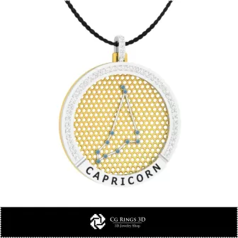 Pendentif Constellation Capricorne 3D DAO Maison, Bijoux 3D DAO, Pendentifs 3D DAO, Pendentifs Zodiaque 3D