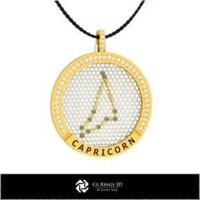 3D CAD Capricorn Zodiac Constellation Pendant