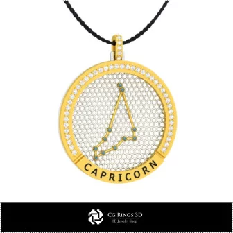 3D CAD Capricorn Zodiac Constellation Pendant Home, Bijoux 3D CAO, Pendentifs 3D CAO, Pendentifs du Zodiaque 3D