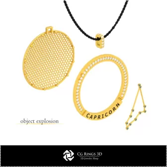 3D-CAD Steinbock Sternzeichen-Anhänger Zuhause, Schmuck 3D-CAD, Anhänger 3D-CAD, 3D Sternzeichen-Anhänger