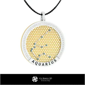 3D CAD Aquarius Zodiac Constellation Pendant Home, Bijoux 3D CAO, Pendentifs 3D CAO, Pendentifs du Zodiaque 3D