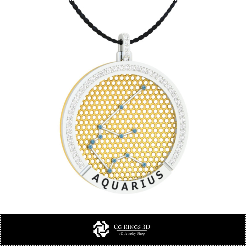 3D CAD Aquarius Zodiac Constellation Pendant