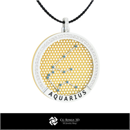 3D CAD Aquarius Zodiac Constellation Pendant