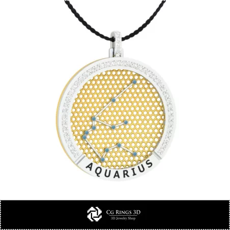 3D CAD Aquarius Zodiac Constellation Pendant Home, Bijuterii 3D , Pandative 3D CAD, Pandativ cu Zodii 3D