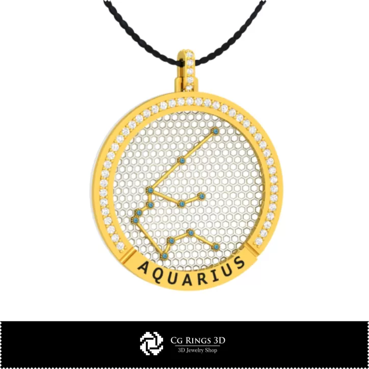 Pendentif Constellation du Zodiaque Verseau 3D CAO