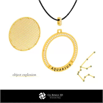 Pendentif constellation du zodiaque Verseau en CAO 3D, bijoux CAO 3D, pendentifs CAO 3D, pendentifs zodiaque 3D