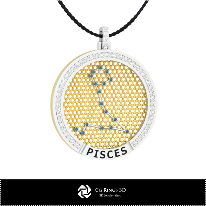 3D CAD Pisces Zodiac Constellation Pendant Home, Bijuterii 3D , Pandative 3D CAD, Pandativ cu Zodii 3D