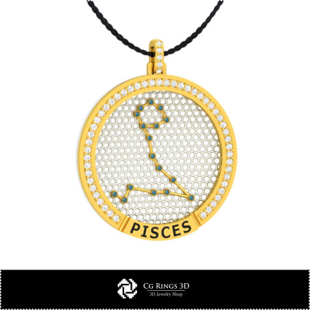 3D CAD Pisces Zodiac Constellation Pendant