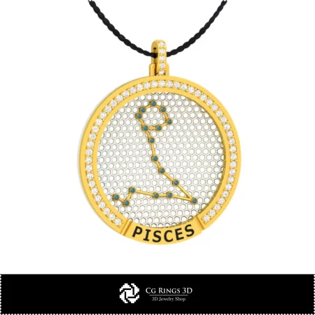 3D CAD Pisces Zodiac Constellation Pendant