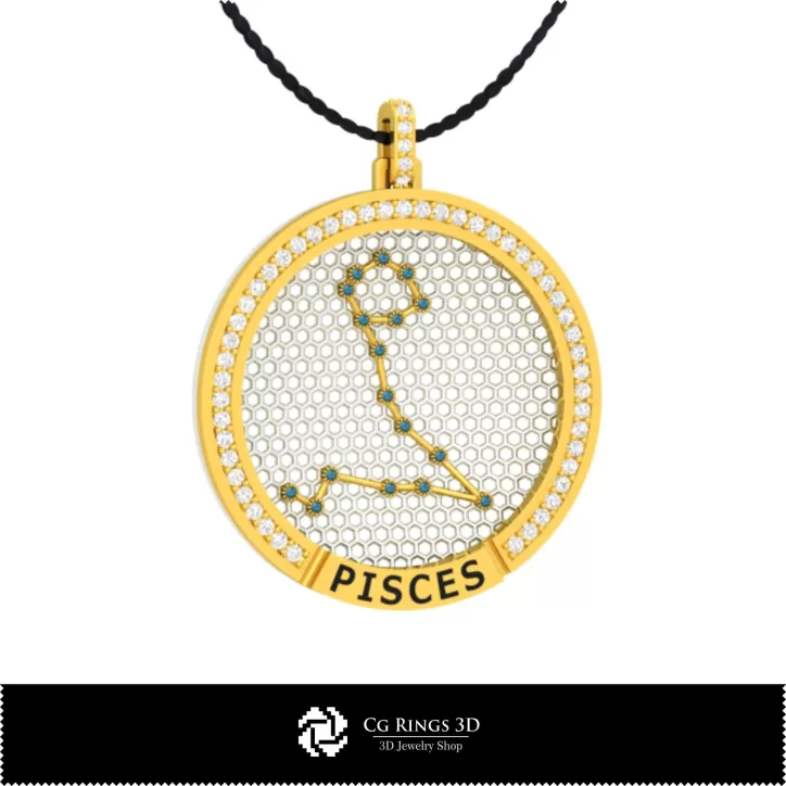Pendentif Constellation du Poissons en CAO 3D