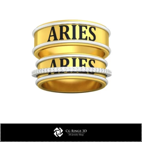 Anillos de boda con signo Aries - CAD de joyería 3D