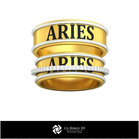 Wedding Rings With Aries Zodiac - Jewelry 3D CAD