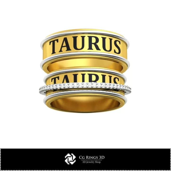Bagues de mariage avec Signe Taureau - Bijoux 3D