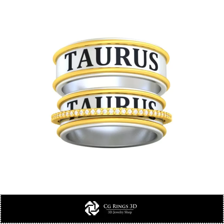 Bagues de mariage avec Signe Taureau - Bijoux 3D