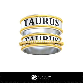 3D CAD Wedding Ring With Taurus Zodiac Home, Bijuterii 3D , Inele 3D CAD, Verighete 3D