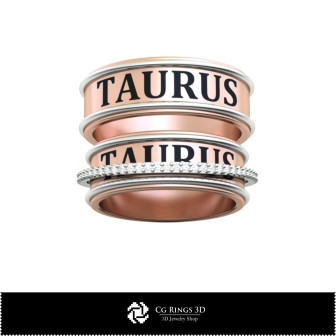 3D CAD Wedding Ring With Taurus Zodiac Home, Bijoux 3D CAO, Anneaux 3D CAO, Bandes de Mariage 3D