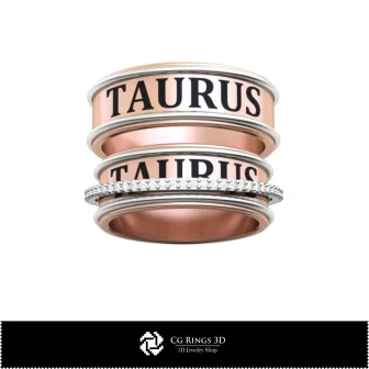 3D CAD Wedding Ring With Taurus Zodiac Home, Bijuterii 3D , Inele 3D CAD, Verighete 3D