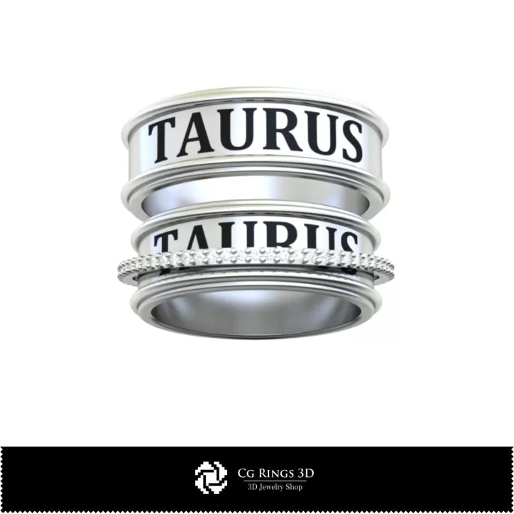Bagues de mariage avec Signe Taureau - Bijoux 3D