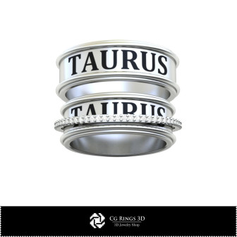 3D CAD Wedding Ring With Taurus Zodiac Home, Bijuterii 3D , Inele 3D CAD, Verighete 3D