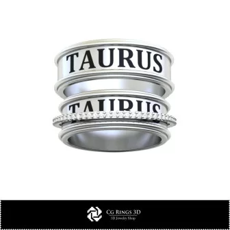 3D CAD Wedding Ring With Taurus Zodiac Home, Jewelry 3D CAD, Rings 3D CAD , Wedding Bands 3D