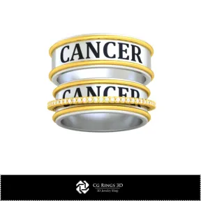 3D CAD Wedding Ring With Cancer Zodiac Home, Bijuterii 3D , Inele 3D CAD, Verighete 3D