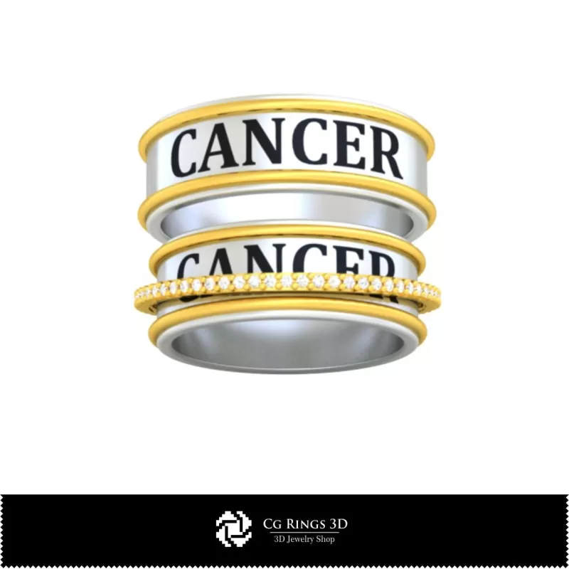 Anillos de boda con signo Cáncer - Joyería 3D CAD