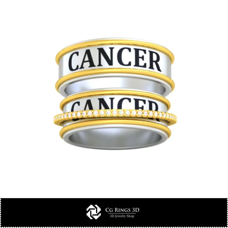 Anillos de boda con signo Cáncer - Joyería 3D CAD