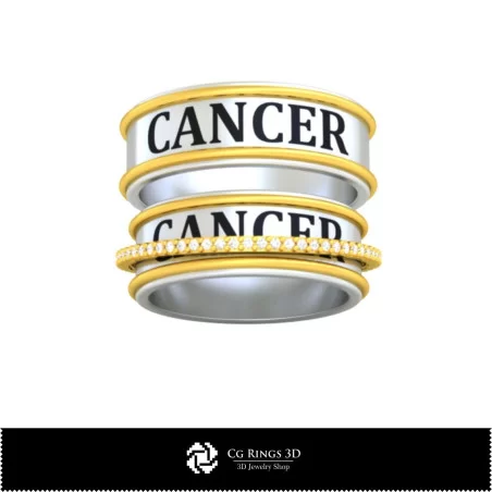 3D CAD Wedding Ring With Cancer Zodiac Home, Bijoux 3D CAO, Anneaux 3D CAO, Bandes de Mariage 3D