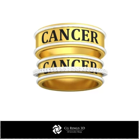 Wedding Rings With Cancer Zodiac - Jewelry 3D CAD