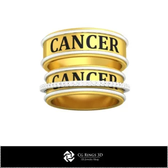 3D CAD Wedding Ring With Cancer Zodiac Home, Bijoux 3D CAO, Anneaux 3D CAO, Bandes de Mariage 3D