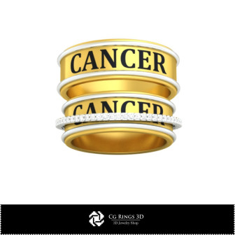 3D CAD Wedding Ring With Cancer Zodiac Home, Bijuterii 3D , Inele 3D CAD, Verighete 3D
