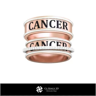 3D CAD Wedding Ring With Cancer Zodiac Home, Bijoux 3D CAO, Anneaux 3D CAO, Bandes de Mariage 3D