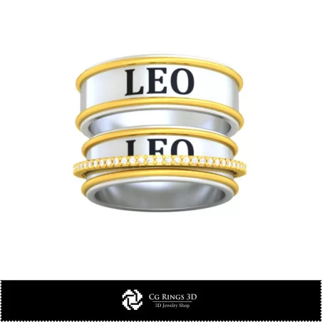 3D CAD Wedding Ring With Leo Zodiac Home, Bijoux 3D CAO, Anneaux 3D CAO, Bandes de Mariage 3D