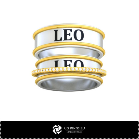 Wedding Rings With Leo Zodiac - Jewelry 3D CAD