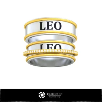 3D CAD Wedding Ring With Leo Zodiac Home, Bijoux 3D CAO, Anneaux 3D CAO, Bandes de Mariage 3D