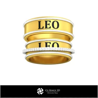 3D CAD Wedding Ring With Leo Zodiac Home, Bijoux 3D CAO, Anneaux 3D CAO, Bandes de Mariage 3D