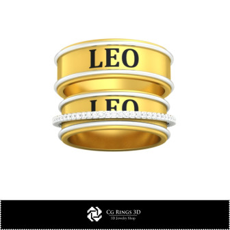 3D CAD Wedding Ring With Leo Zodiac Home, Bijuterii 3D , Inele 3D CAD, Verighete 3D