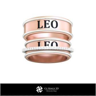 3D CAD Wedding Ring With Leo Zodiac Home, Bijoux 3D CAO, Anneaux 3D CAO, Bandes de Mariage 3D
