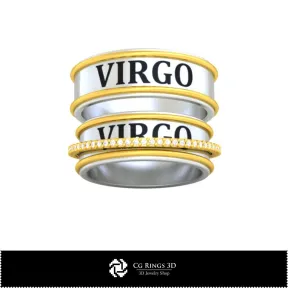 3D CAD Wedding Ring With Virgo Zodiac Home,  Jewelry 3D CAD, Rings 3D CAD , Wedding Bands 3D