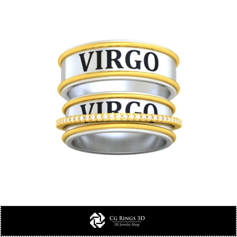 Anillos de boda con signo zodiacal Virgo - Joyería 3D CAD