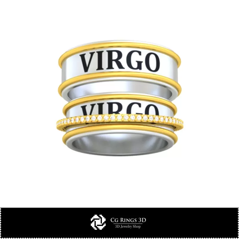 Bagues de mariage avec le signe Vierge - Bijoux 3D CAO Bagues de mariage avec le signe Vierge - Bijoux 3D CAO
