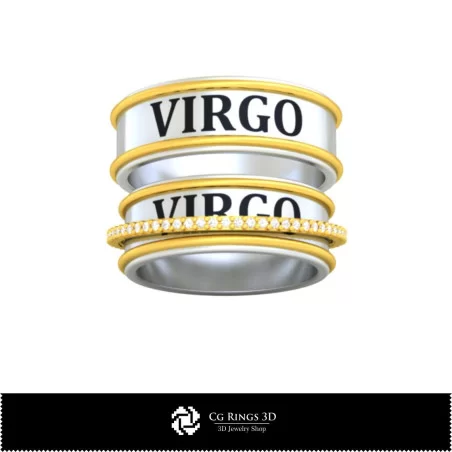 3D CAD Wedding Ring With Virgo Zodiac Home, Bijuterii 3D , Inele 3D CAD, Verighete 3D