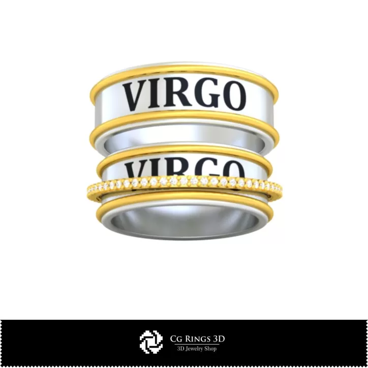 Wedding Rings With Virgo Zodiac - Jewelry 3D CAD Wedding Rings With Virgo Zodiac - Jewelry 3D CAD