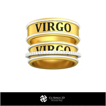 Anillos de boda con signo zodiacal Virgo - Joyería 3D CAD