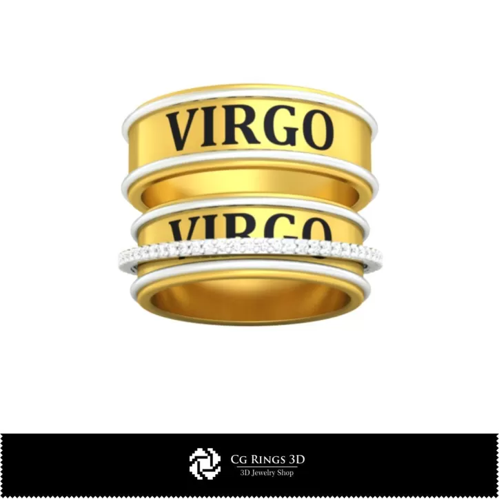 Wedding Rings With Virgo Zodiac - Jewelry 3D CAD Wedding Rings With Virgo Zodiac - Jewelry 3D CAD